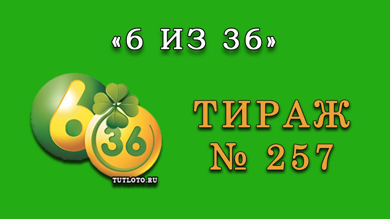 Результаты тиража № 257 «Лотерея 6 из 36»